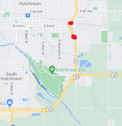 The map shows the approximate project locations, marked in red. [PHOTO: Kansas Department of Transportation]&nbsp;