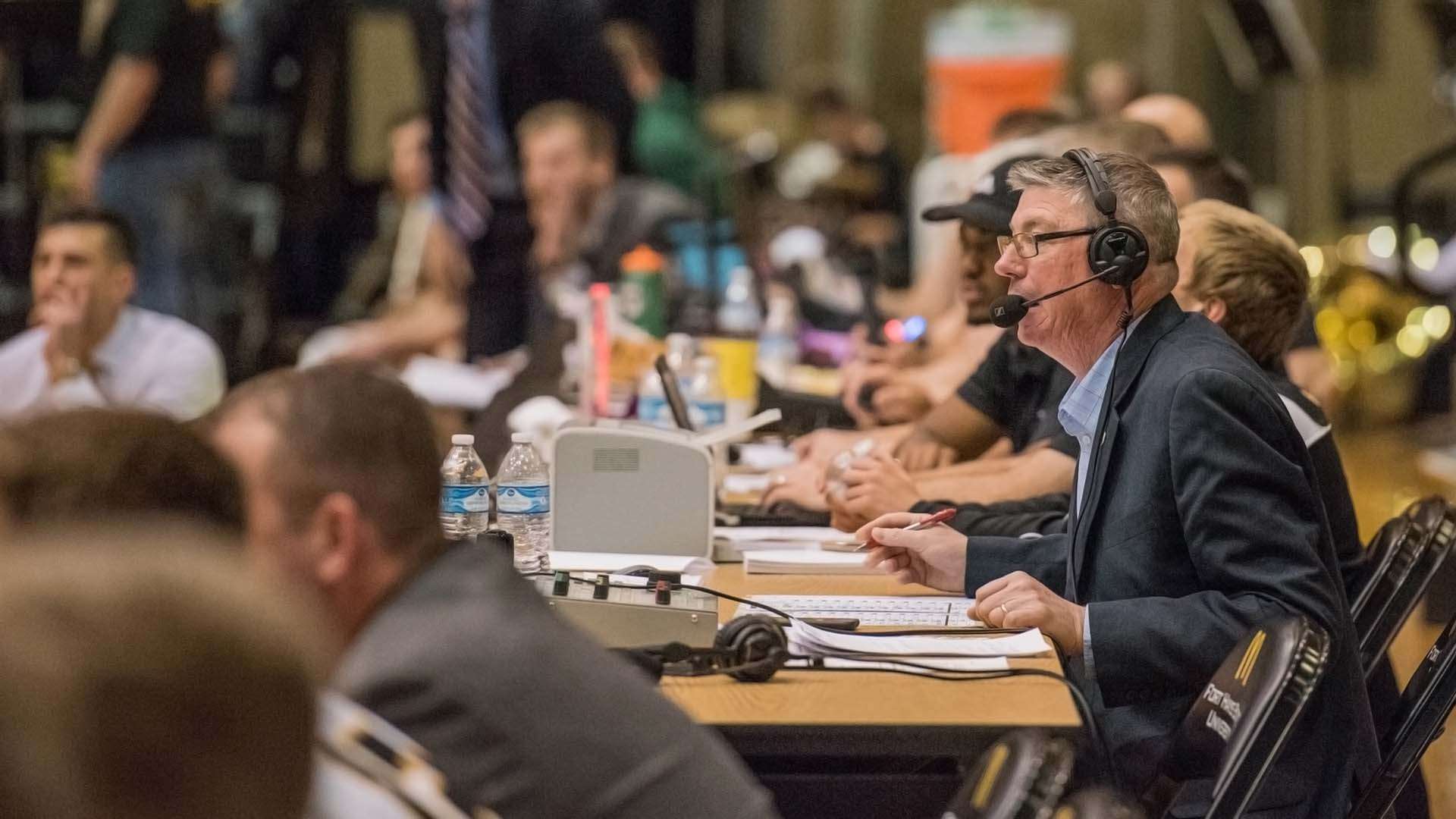 Gerard Wellbrock captured in action at an FHSU Athletics event. Photographed by Bob Duffy.