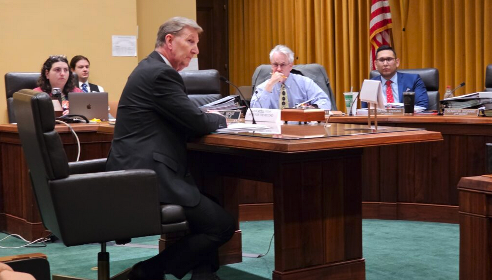 University of Nebraska President Ted Carter speaks to the Legislature’s Appropriations Committee during discussions about the NU budget. (Aaron Sanderford/Nebraska Examiner)