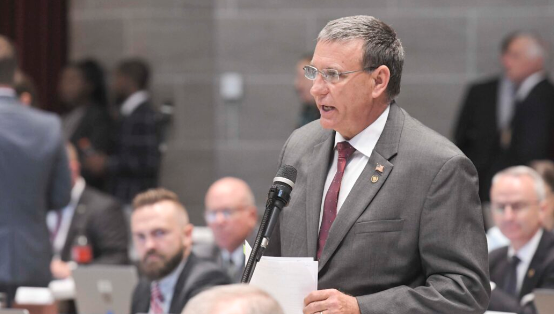 Rep. Mike Haffner, R-Pleasant Hill, speaks during the 2022 legislative session. Haffner is sponsoring legislation that would block a proposed landfill on the boundary between Kansas City and Raymore (Tim Bommel/Missouri House Communications).