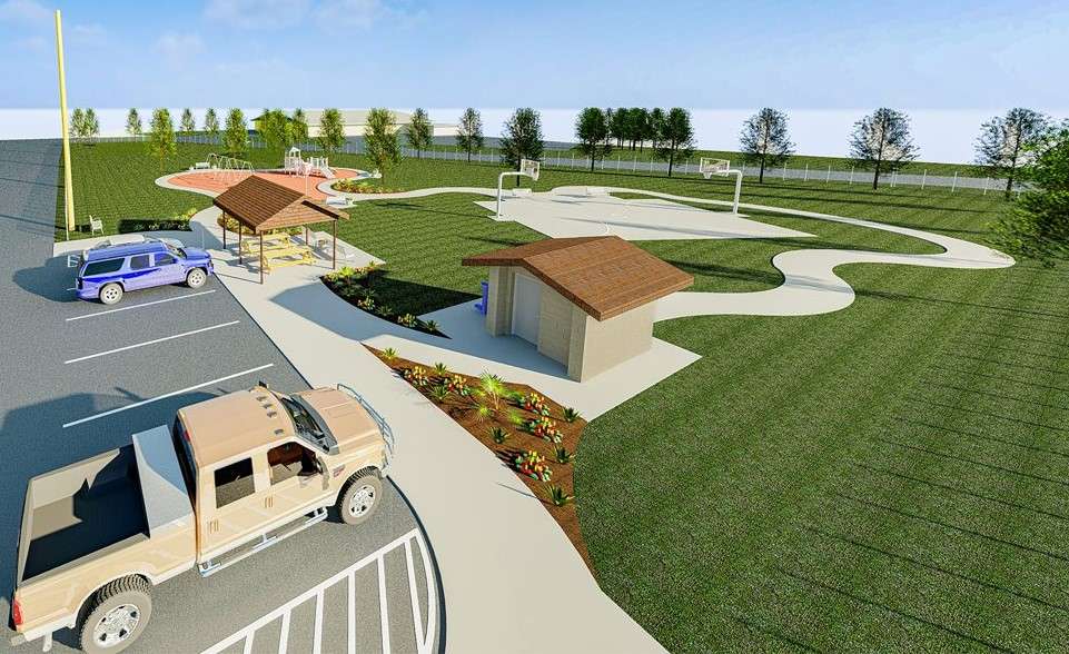Rendering of a remodel to the By-Pass Park in Great Bend