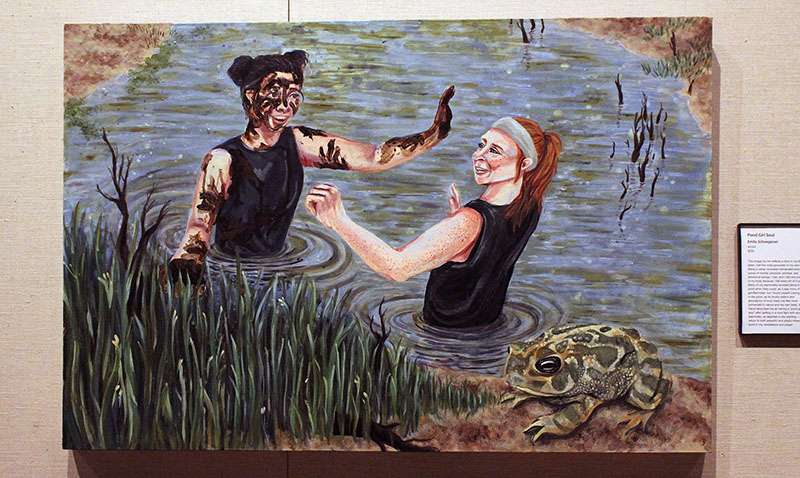 "Pond Girl Soul" by&nbsp;Emily Schoeppner, FHSU junior in art from Wichita.&nbsp;Photo by Cristina Janney/Hays Post