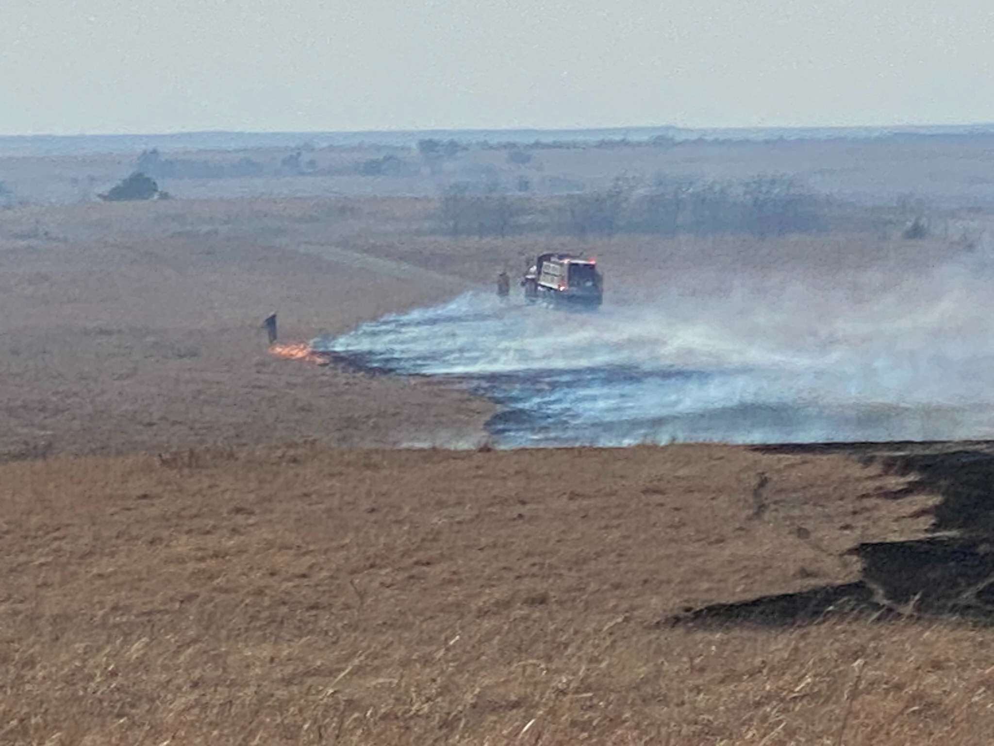 Firefighters lighting backfire to stop Hidden Valley Fire, Photo by Becky Goff