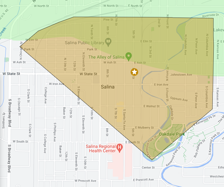 <b>The general area of the power outage.</b> Map courtesy Evergy