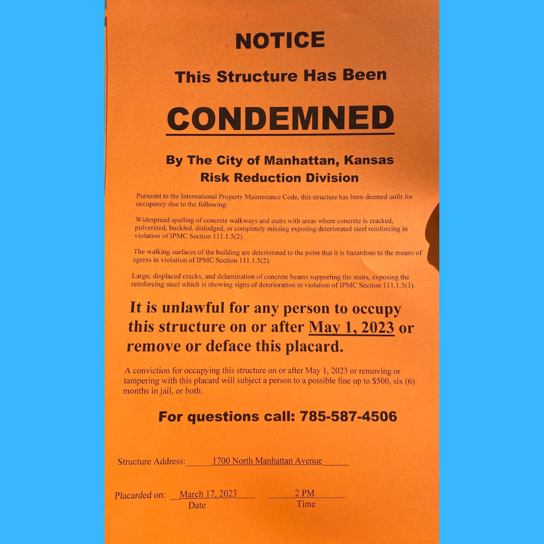 Royal Towers condemnation notice