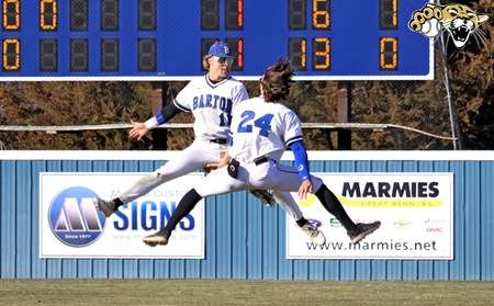 Robby Bolin and Ayden Blachowicz celebrating Barton's victory - Barton Athletics