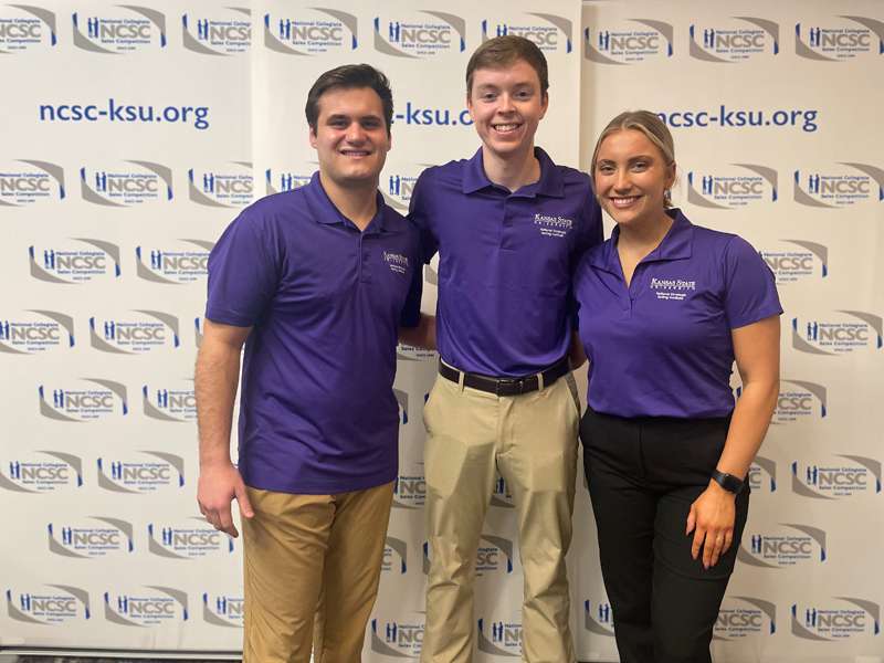 <b>Kansas State University College of Business Administration students recently competed in the National Collegiate Sales Competition in Kennesaw, Ga. From left: Hunter Hartner, Taylor Moorman and Lydia Johnson.</b> Photo courtesy <i>K-State News & Communication Services</i>