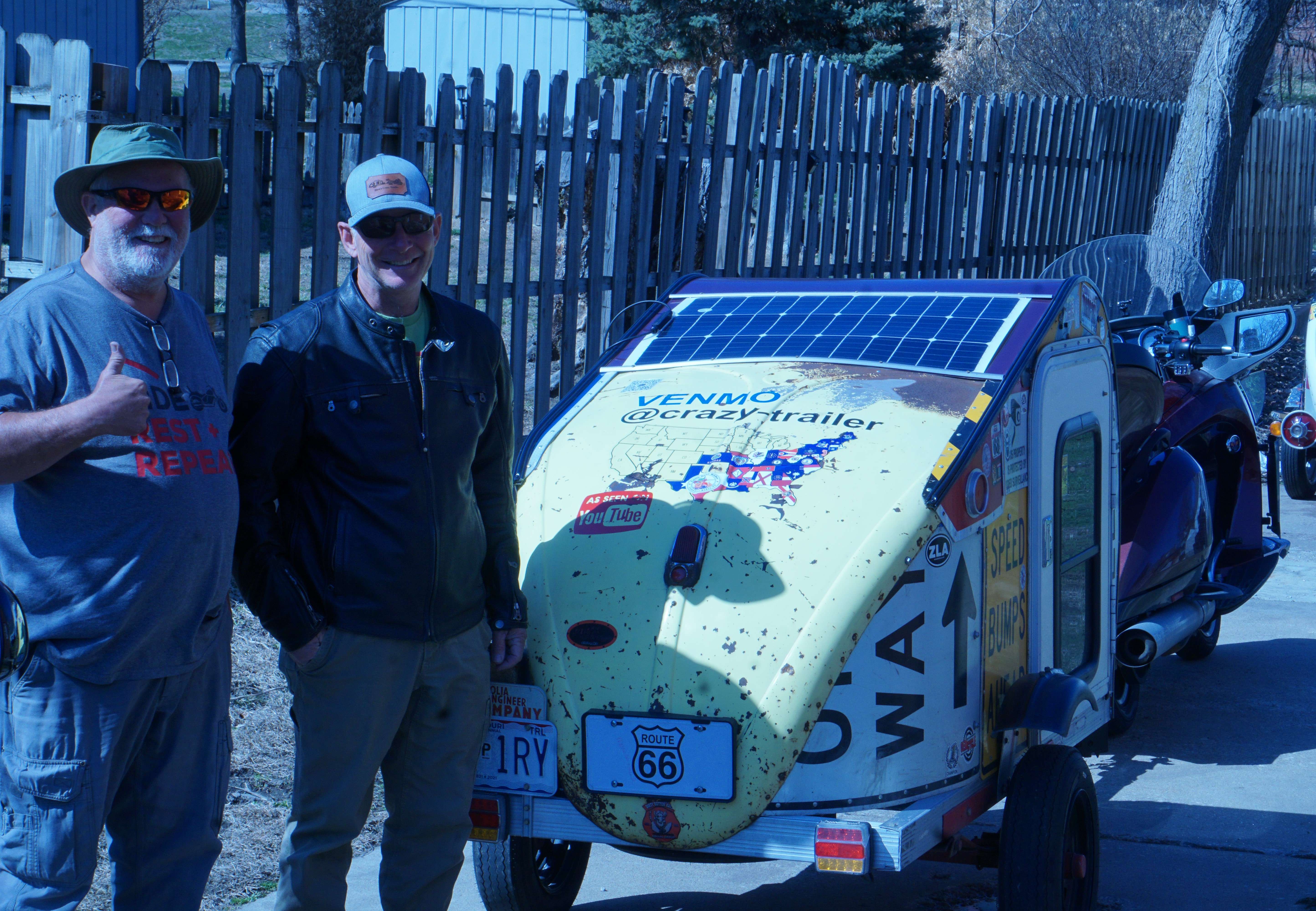 David Winslow of St. Joseph (right) and Rex Covington of Fort Worth, Texas (left) are traveling the continental United States across 48 days/Photo by Matt Pike