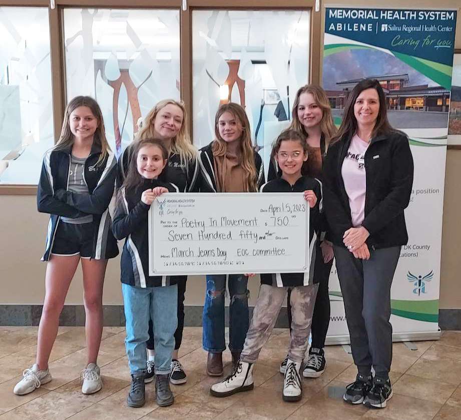 <i><b>Pictured are (back row, from left): Bryer Baier, Madison Davis, Poetry in Movement owner/instructor; Olivia Martin, and Caryss West. (Front row, from left): Ashlynd Huen, Isabella Beasley, and Sara Boyd, EOC committee member.</b> Photo courtesy MHS</i>