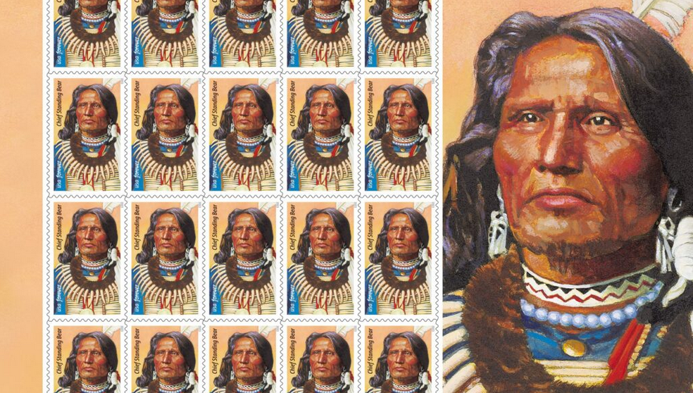 Ponca Chief Standing Bear is featured on a U.S. postal stamp. (Courtesy of the U.S. Postal Service)