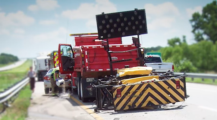 <b>Speed has been a contributing factor in about one-third of fatal work zone crashes across the nation in the past several years, according to the U.S. Department of Transportation. </b>Photo courtesy KDOT