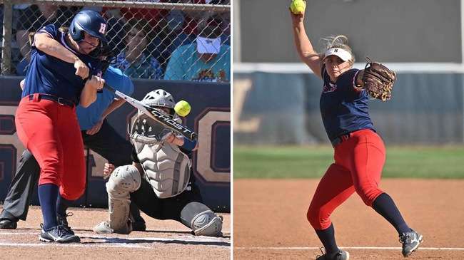 Jaeleigh Darnell (left) is this week's KJCCC Division I Softball Player of the Week. Morgan Pennycuff (right) is the league's Pitcher of the Week.