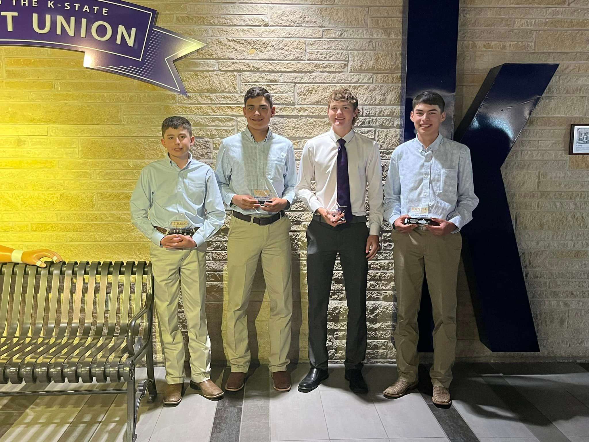 <b>Left to right. Owen Donley, Cruz Donley, Layton Leiker and Thaddeus Donley.</b> Photos courtesy of Grow Ellsworth County