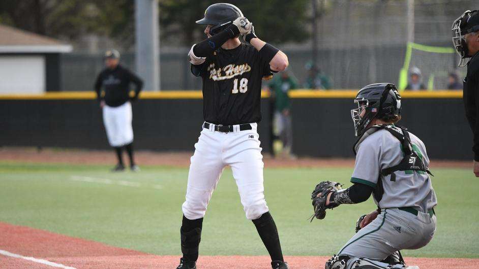 Fort Hays State's Emile Boies bats in an NCAA baseball game vs. Northwest Missouri State on Friday, April 21, 2023 at Larks Park in Hays, Kan. (FHSU Athletics photo/Nick Meis)