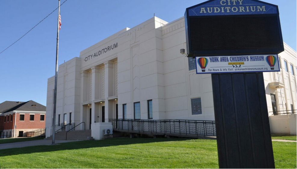 The York Auditorium, built in 1940, was among several structures added to the National Register of Historic Places recently. (Courtesy of History Nebraska)