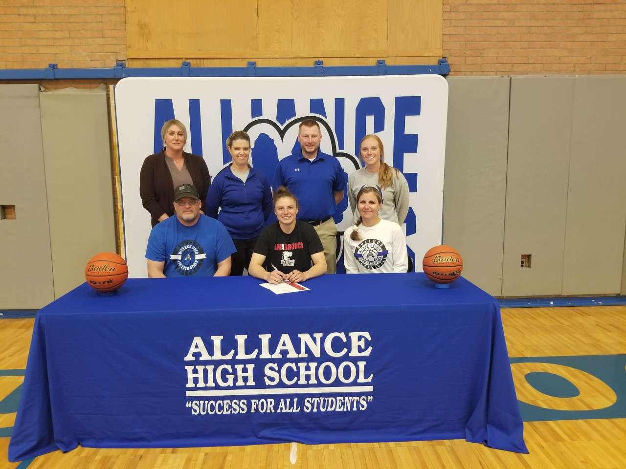 Standing L-R: AHS Assistant Coach Reve Fries, Asst. Coach Heidi Manion, Head Coach Stephen Crile, Asst. Coach Mickenzie Brennan. Seated L-R: Dusty Bryner, Catherine Bryner, Sally Bryner