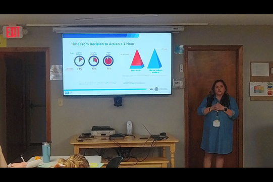 Esther Granados of the Robert J. Dole VA Medical Center provides training to the staff at The Center for Counseling &amp; Consultation to enhance their ability to help veterans of the Armed Forces.