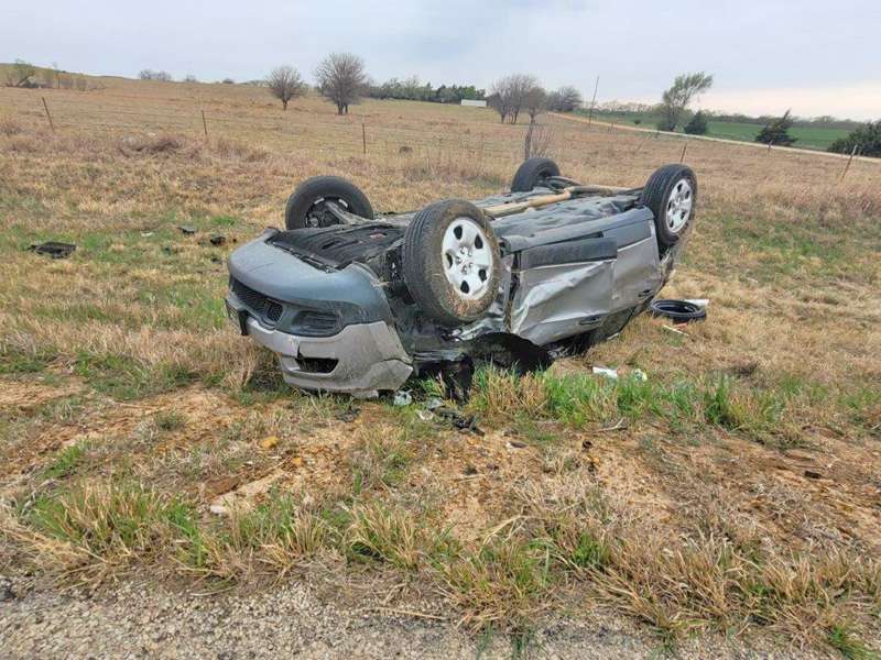 <b>After rolling multiple times, the Cherokee came to rest on its top. </b>Photos courtesy Saline County Sheriff's Office