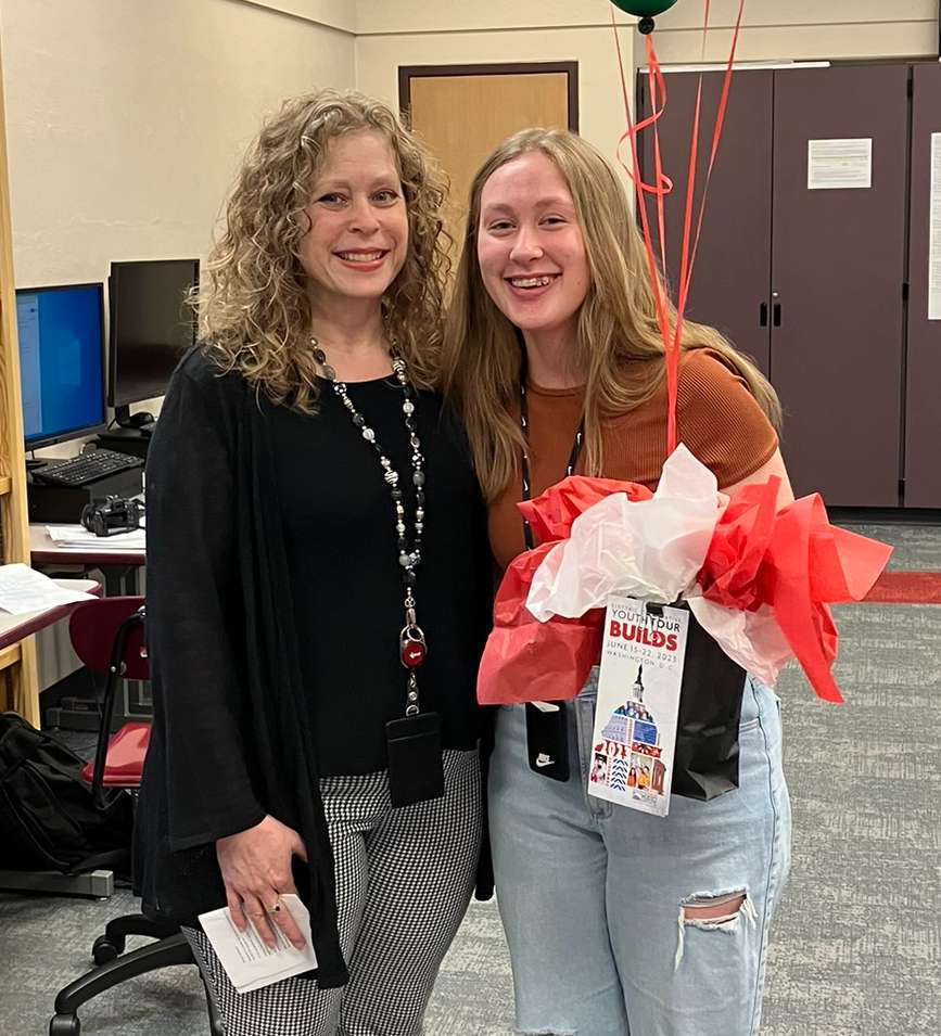 Great Bend High School junior Ashlyn Howard (right), pictured with Mary Hoisington (left), Wheatland Electric Cooperative, Inc. (WEC) member services and key accounts manager, was selected to represent WEC at this year’s Electric Cooperative Youth Tour in Washington, D.C.