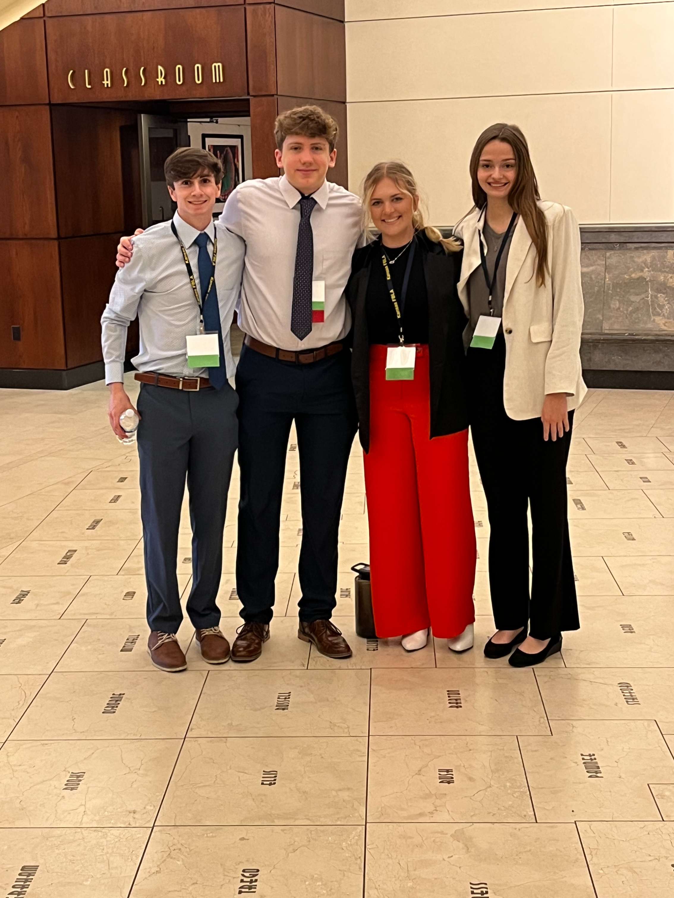 Thomas More Prep-Marian's four national FBLA qualifiers. From left to right: Joey Mindrup, Evan Balthazor, Mia Lang, and Gracyn Schippers. Courtesy photo