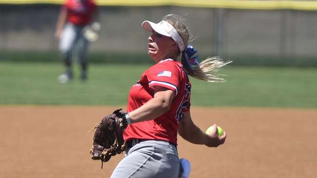 Morgan Pennycuff earned her 16th pitching victory of the season as the No. 14 Blue Dragons defeated Barton 6-4 in the Region VI Tournament second round on Saturday in Dodge City (Steve Carpenter/Blue Dragon Sports Information)<br>