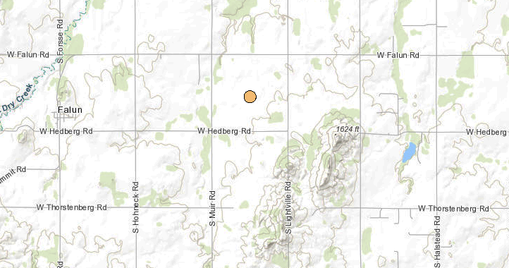 <b>The location of the 2.0 magnitude, 3:28 a.m. Sunday Saline County earthquake.</b> Map courtesy Kansas Geological Survey