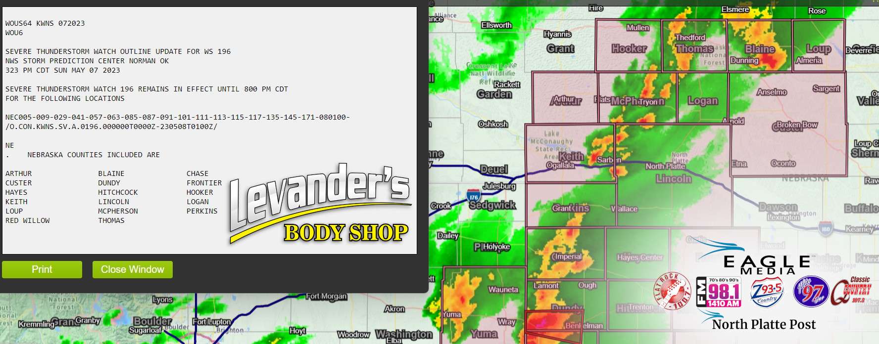 Thunderstorm Watch in effect until 8pm CDT/7pm MDT for red shaded counties