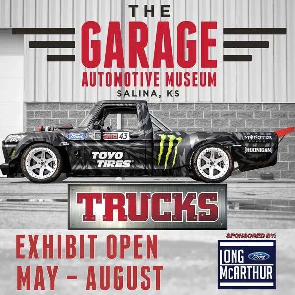 <b>Exhibit poster for The Garage Automotive Museum Trucks exhibit sponsored by Long McArthur.</b> Image courtesy The Garage Automotive Museum