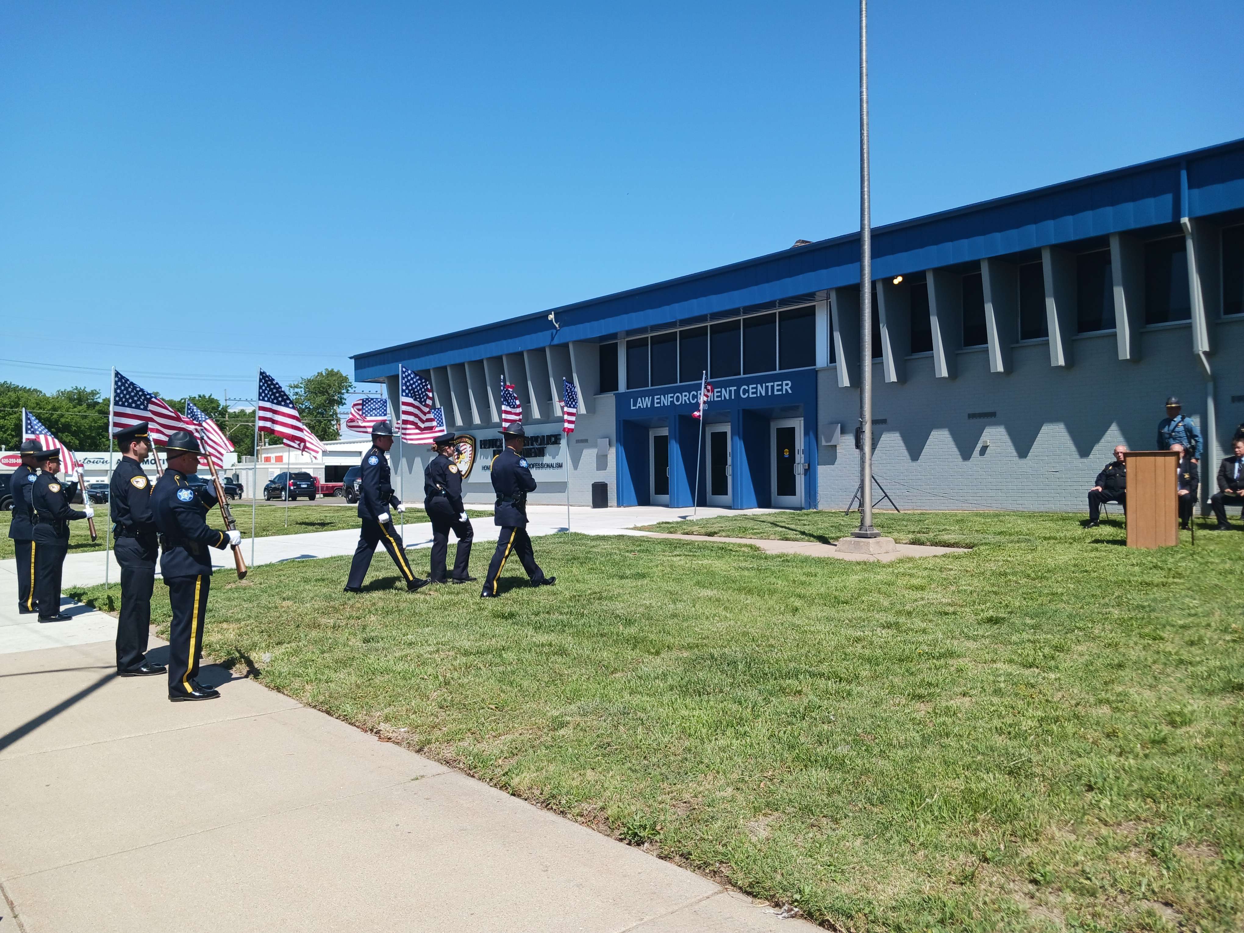 The Reno County Sheriff's Office and Hutchinson Police Department Honor Guard and their Posting of Colors for Observance of National Peace Officers Memorial Day [Photo: Judd Weil]