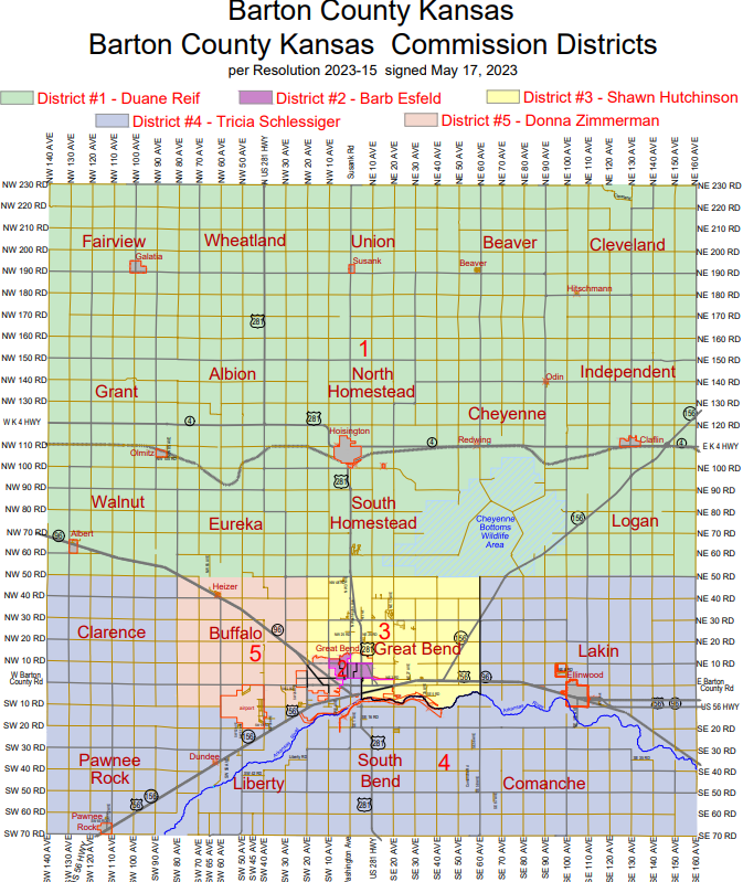 New Barton County Commission District map will affect voting boundaries within the city of Great Bend.