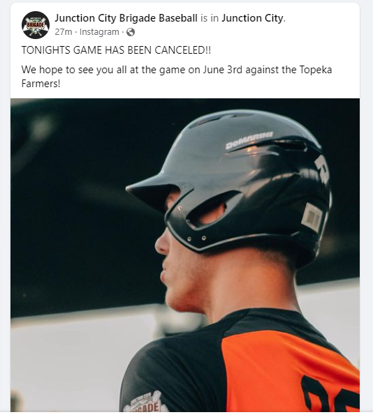 <b>J.C. Brigade post regarding June 1 game at Rathert Stadium </b>
