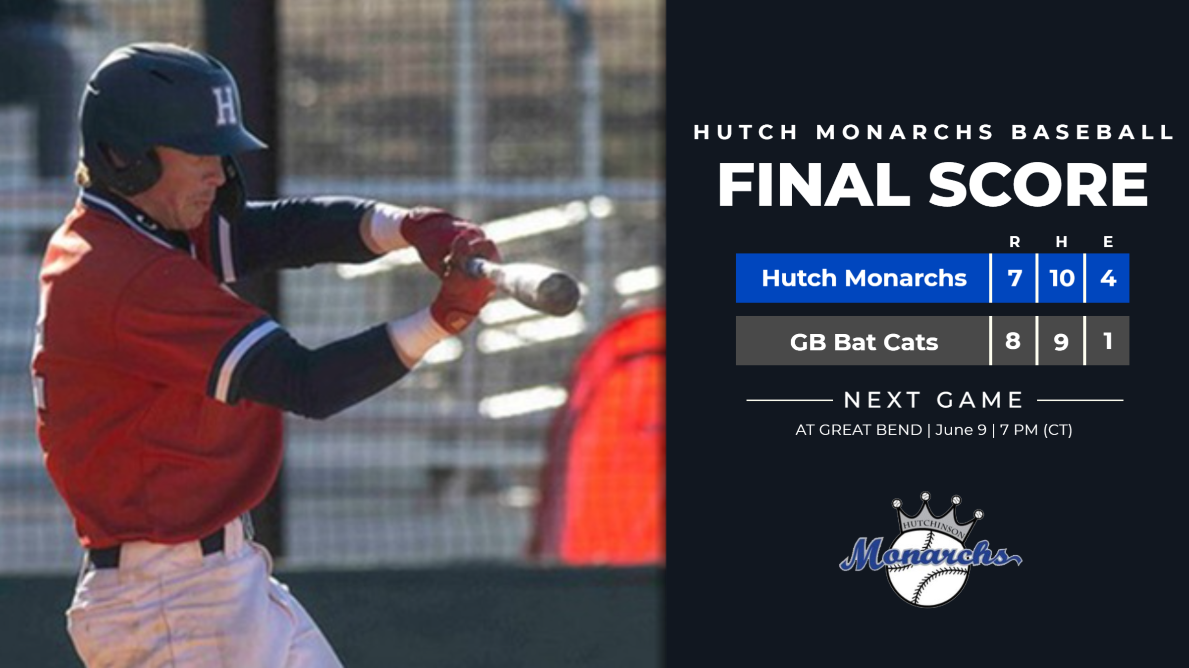 Final Score Bat Cats 8, Monarchs 7