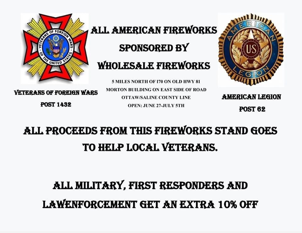 VFW/American Legion fireworks stand Flyer. Image Courtesy American Legion Post 62