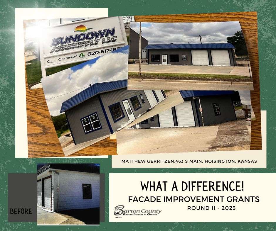 Sundown Agrisupply LLC, 463 S. Main in Hoisington, received improvements to its exterior with help from the facade improvement grant program through Barton County.