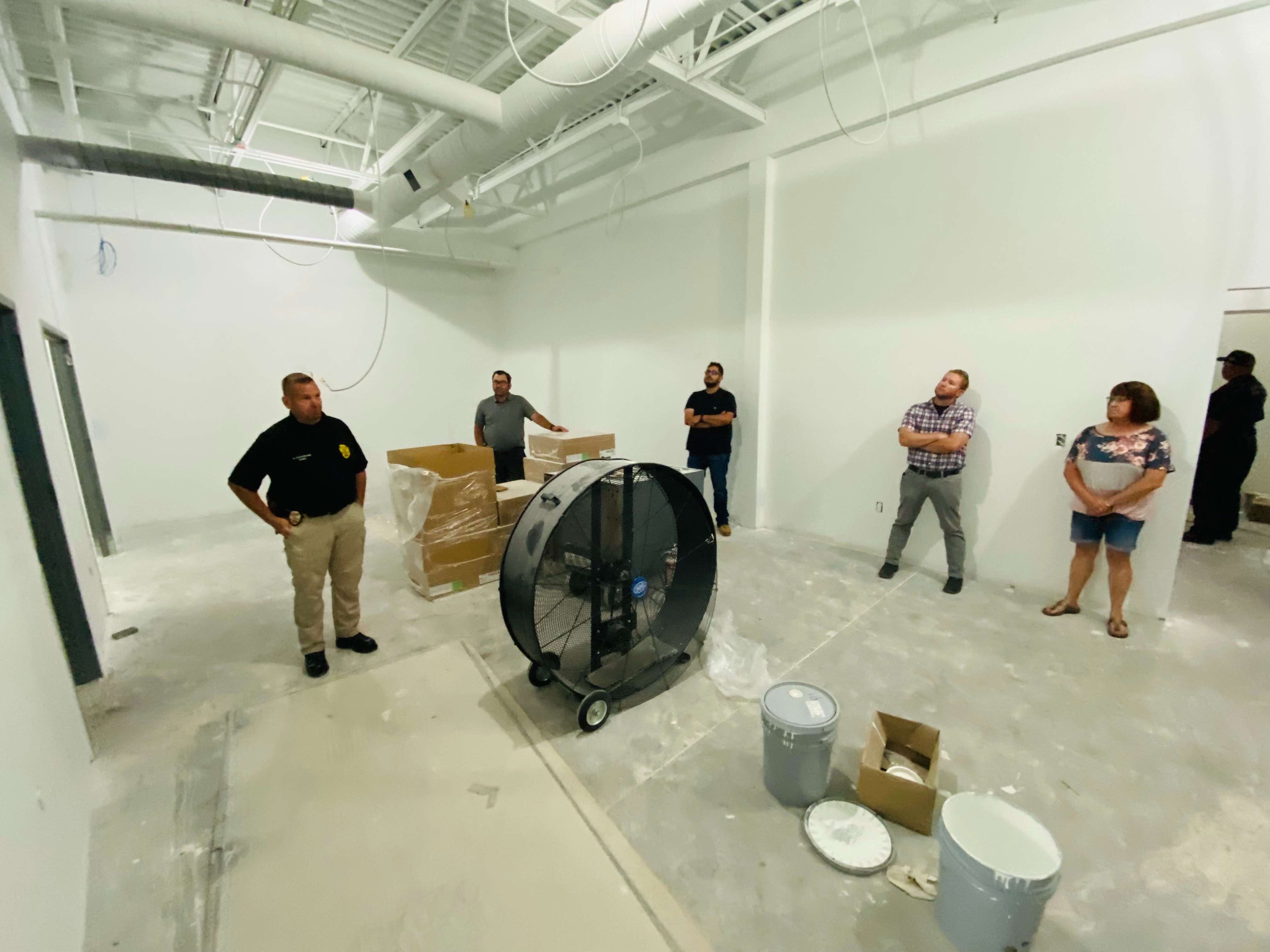 Great Bend Police Chief Steve Haulmark (left) led a tour of the new Justice Center on Monday, July 17, 2023.