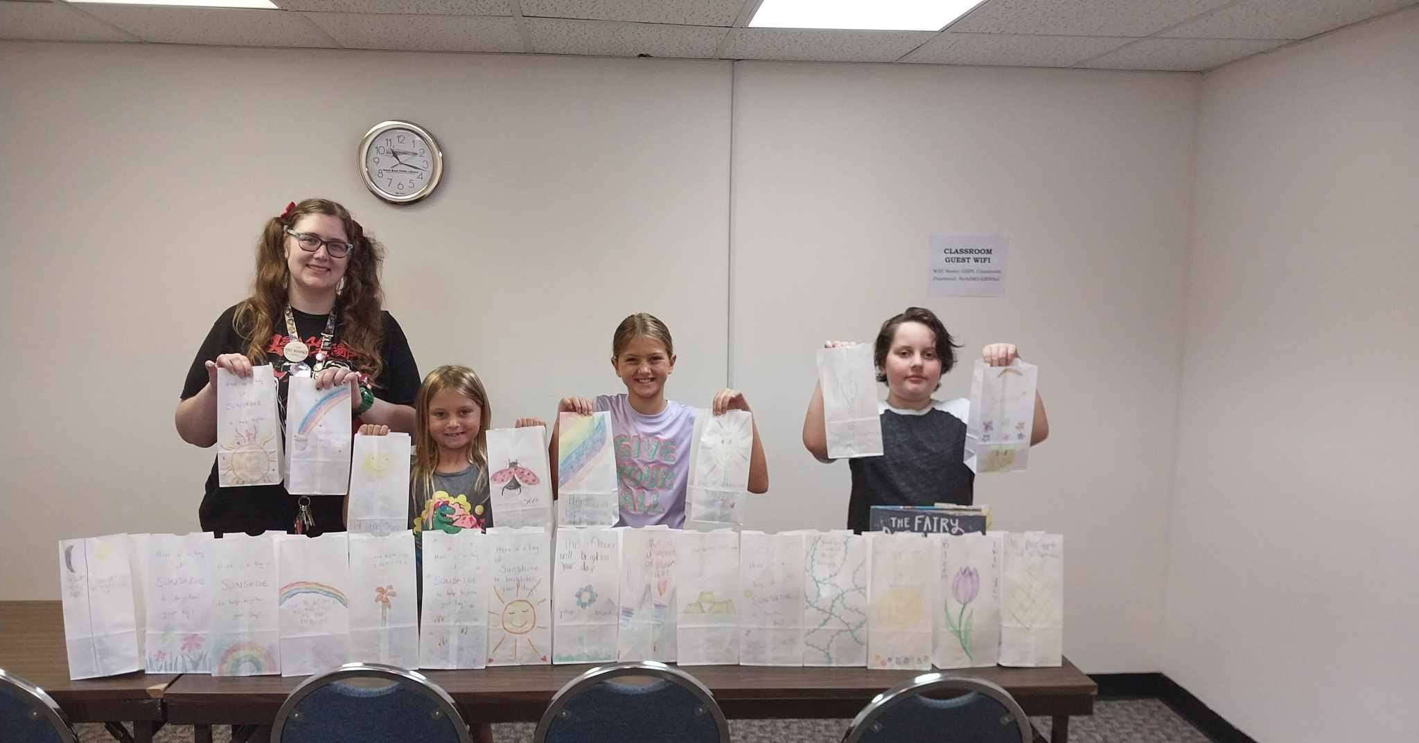 The Kindness Kids Book Club at the Great Bend Public Library recently made sunshine bags to donate to the Family Crisis Center.