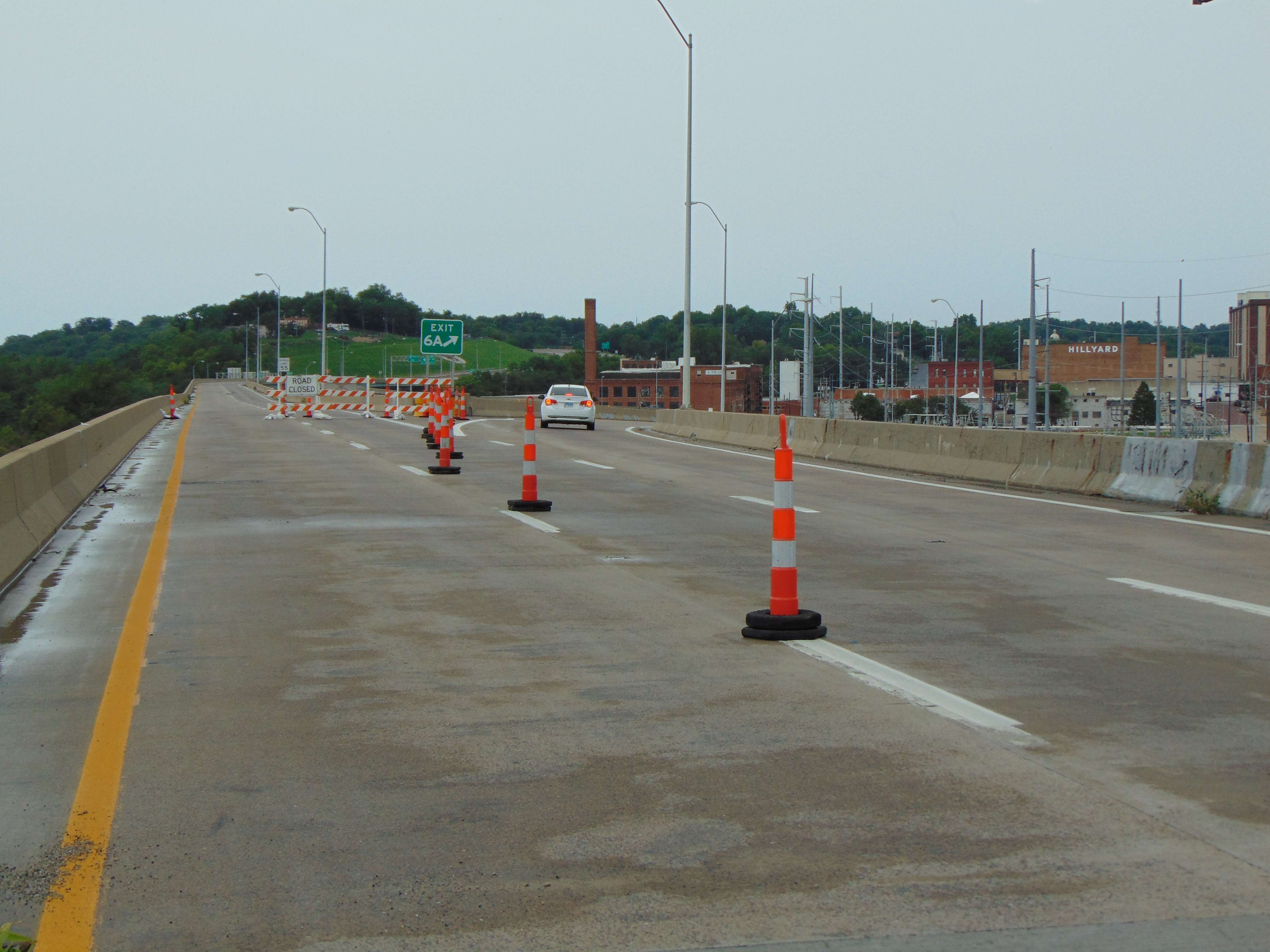 The Missouri Department of Transportation closed the northbound lane of the I-229 double decker bridge after extreme heat caused the asphalt on the road to buckle.&nbsp; Repairs on the bridge begin today/ Photo by Brent Martin