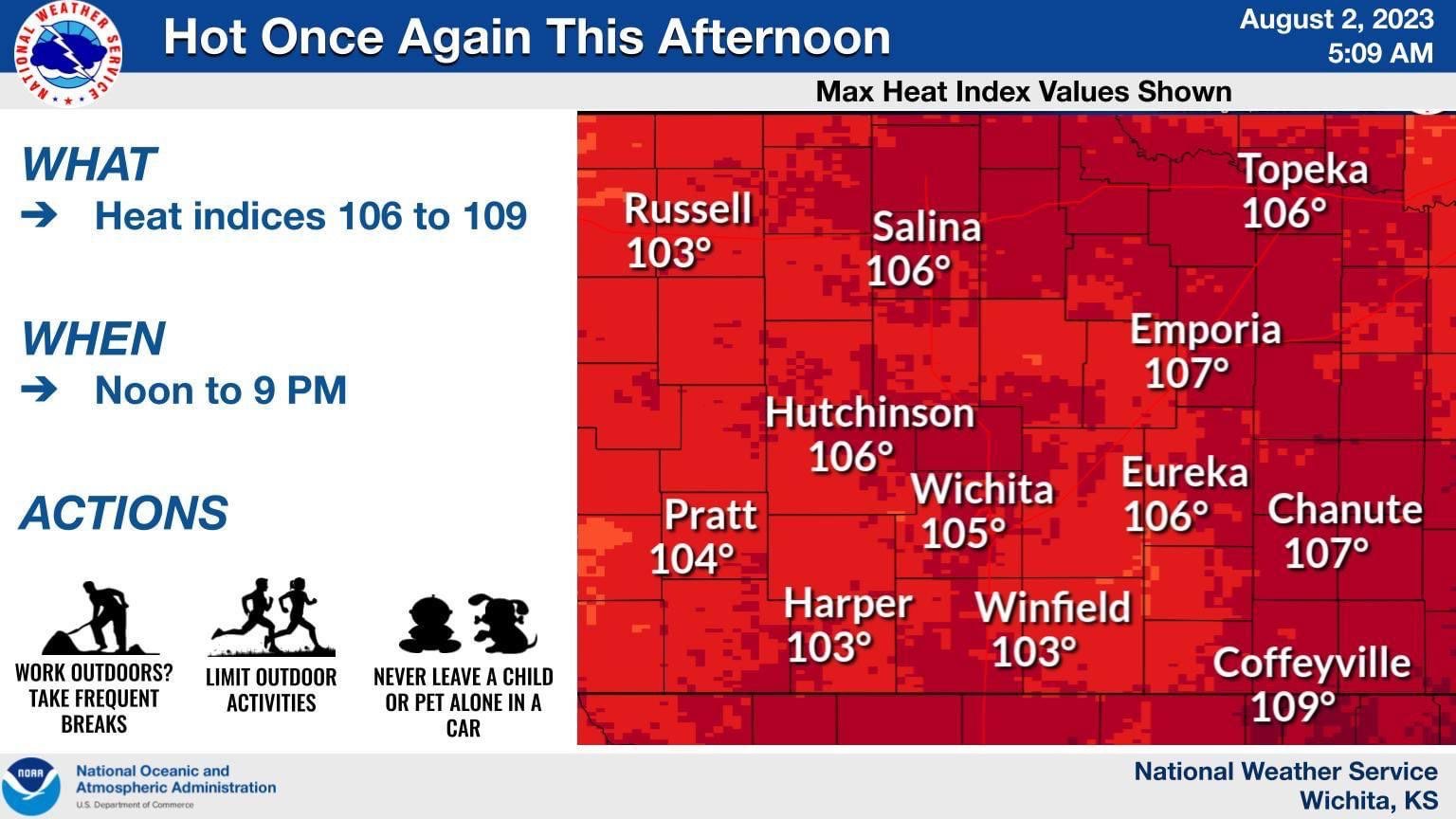Hot once again this afternoon. NWS-Wichita