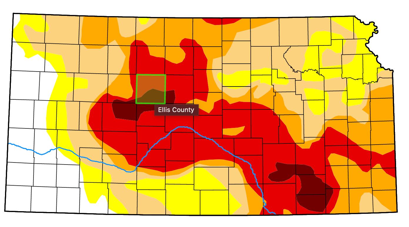 Kansas Drought Monitor map as of Thursday