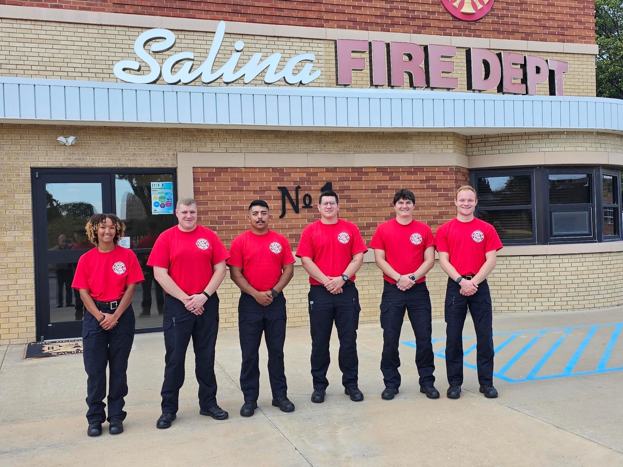 2023 Salina Fire Department Class. Taylor Helton, Karl Scheppelmann, Anthony Gonzalez, Trevor Gunelson, Timothy Greenwoood, and Jacob Claasen.<b> Salina Fire Department Photo</b>