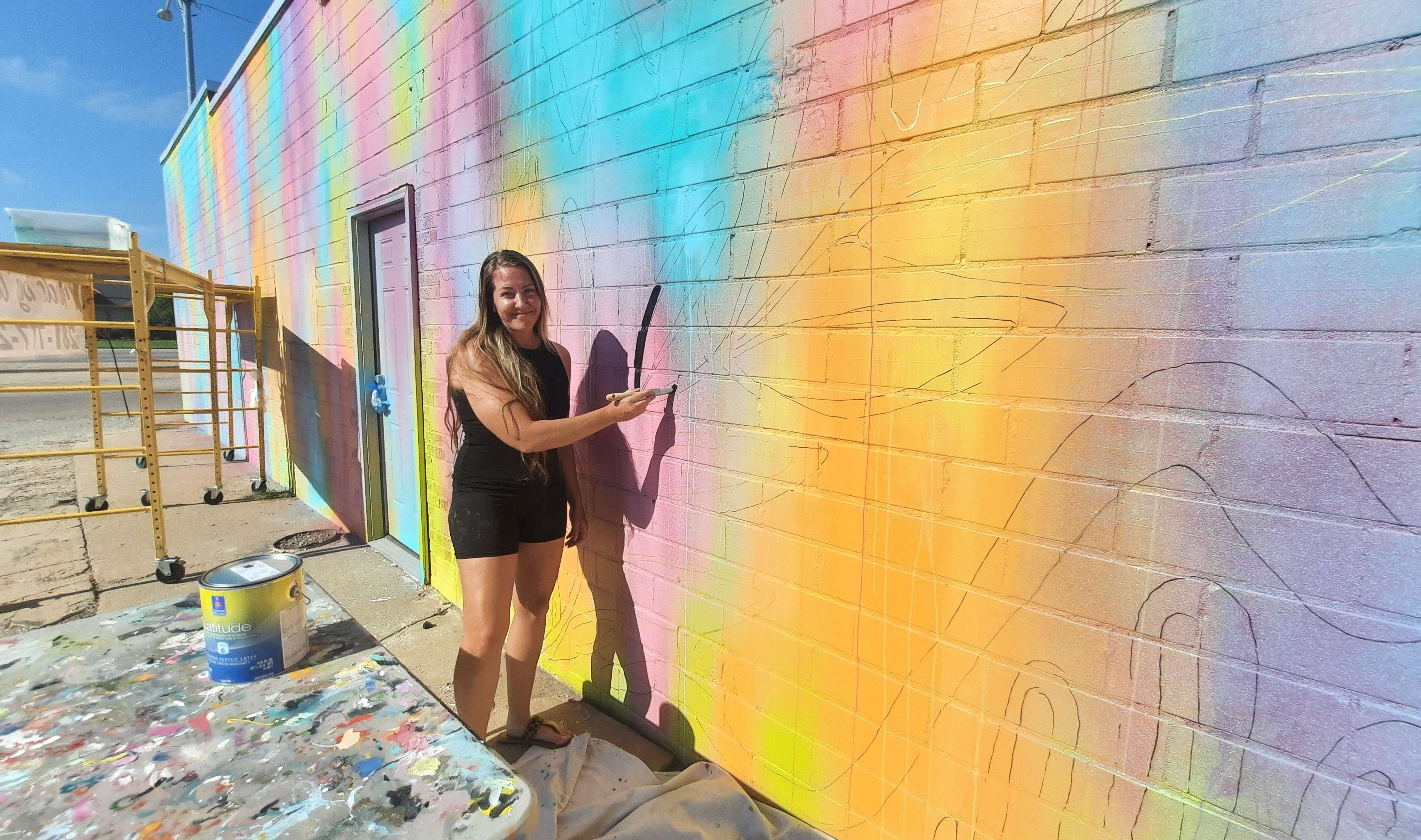 Houston-based artist Whitney Hayden expects to have the mural completed at 10th and Washington in Great Bend over the next few days.