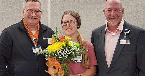 Brooke Stoll (center) was named the&nbsp;Patient Care Technician of the Year at Hays Med. Courtesy photo