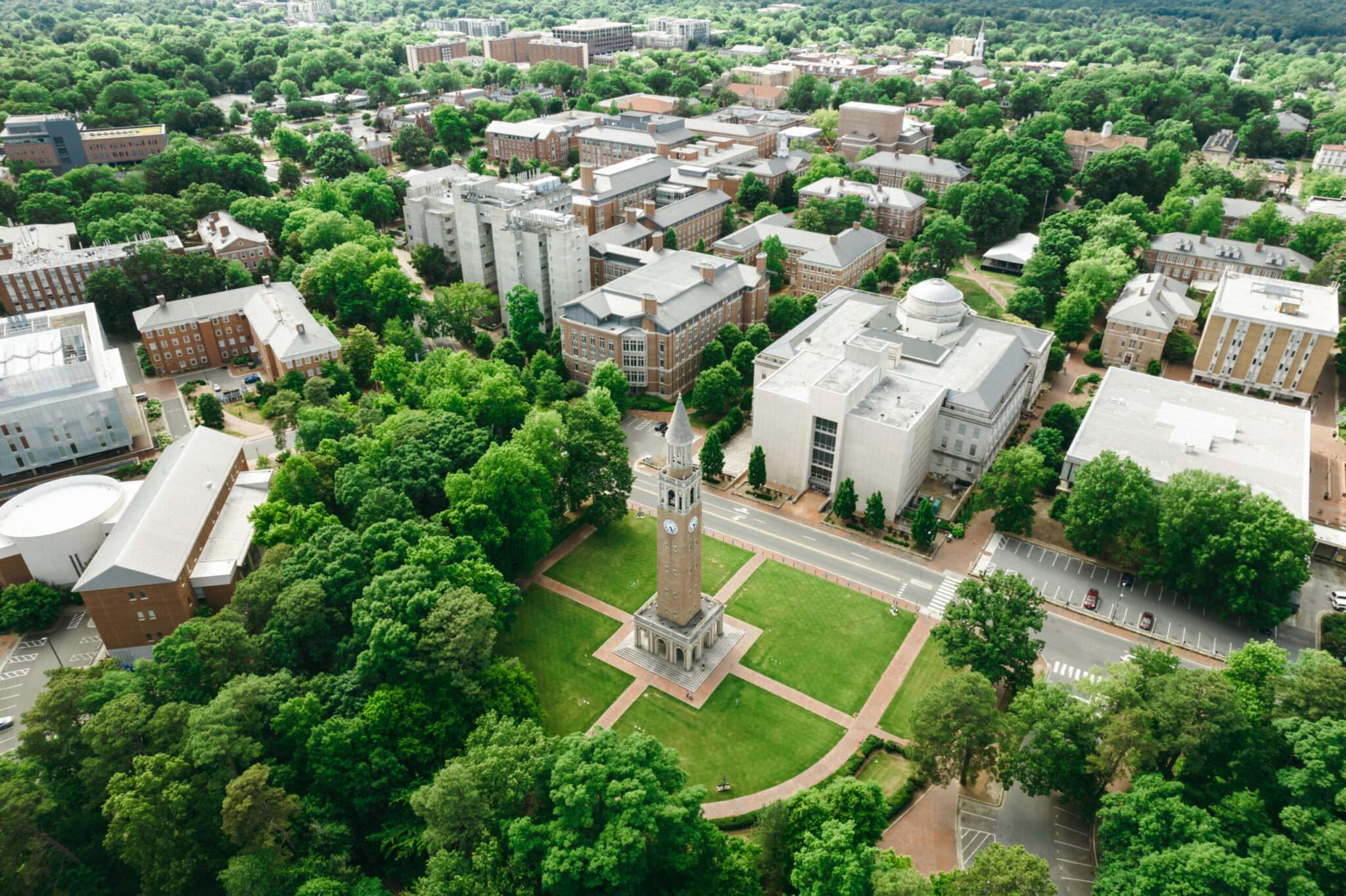 &nbsp;An aerial view of the University of North Carolina at Chapel Hill in the spring. (Ryan Herron/Getty Images)