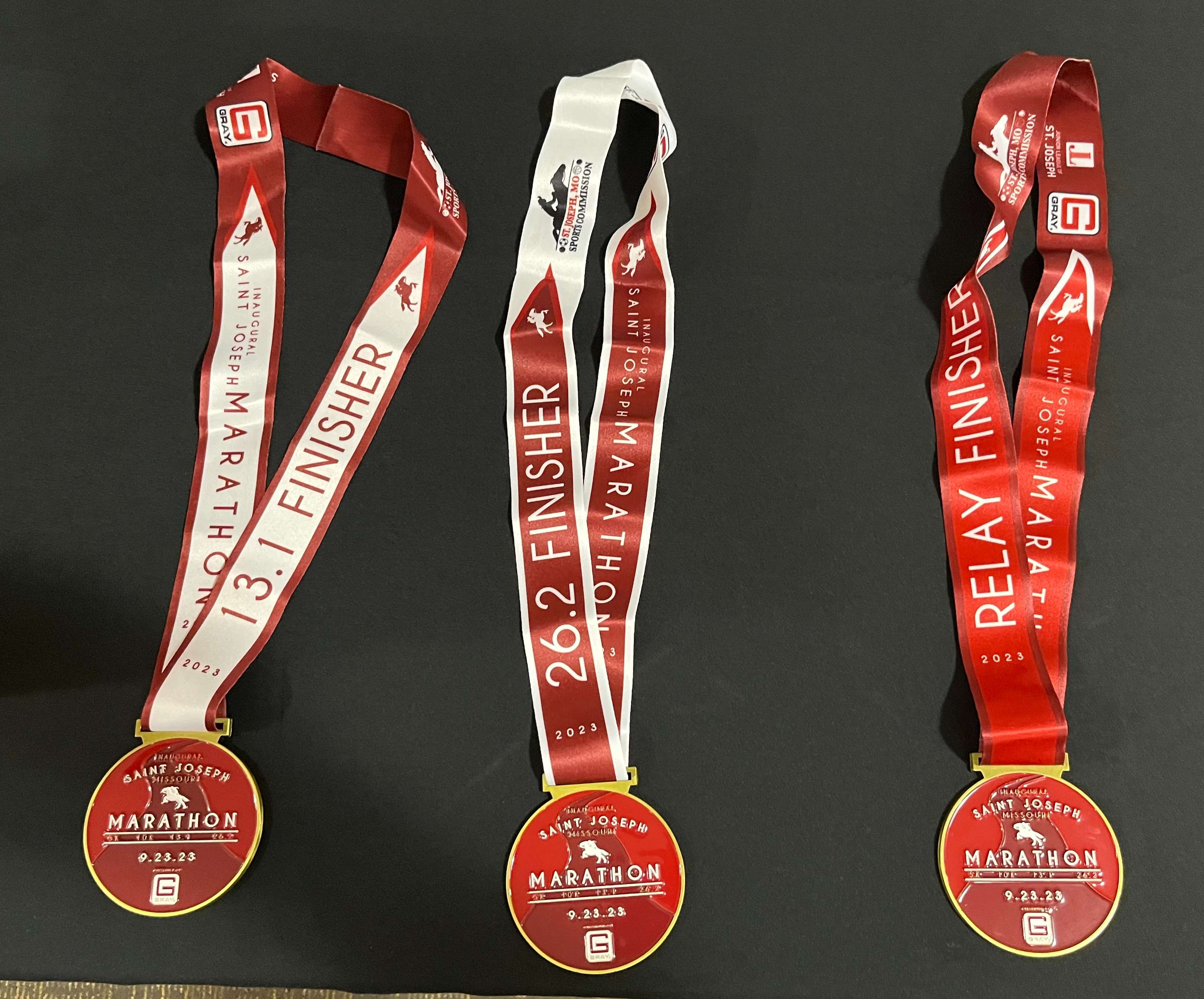 St. Joseph marathon medals which will go to every participant of the event. Photo by Tommy Rezac.