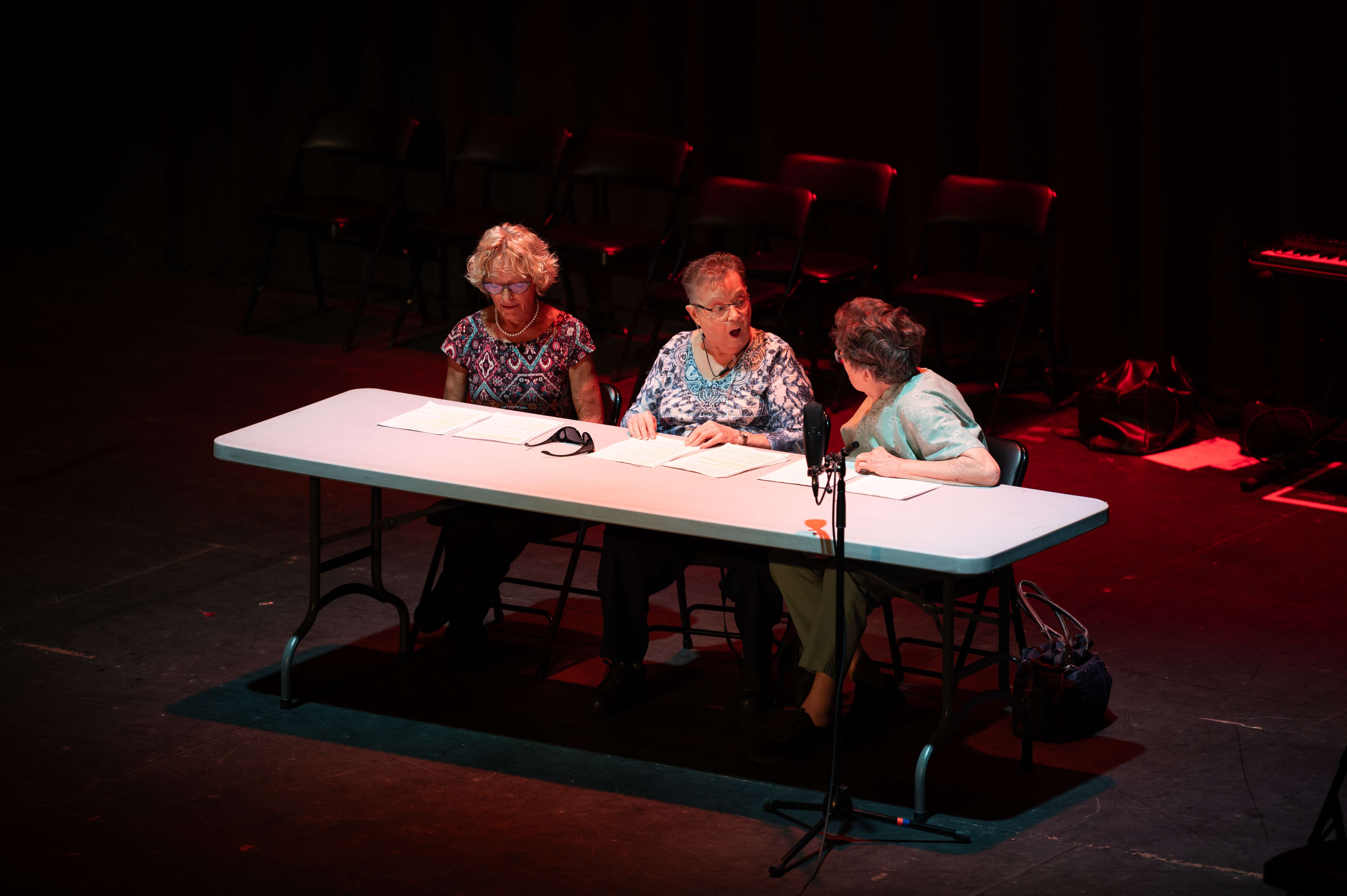 The 'Pine Village Players' perform a comedy titled "A Slight Misunderstanding," during the Sunflower Seniors Got Talent Show on Monday, Sept. 18 at the Stiefel Theatre in Salina. Photo by Olivia Bergmeier