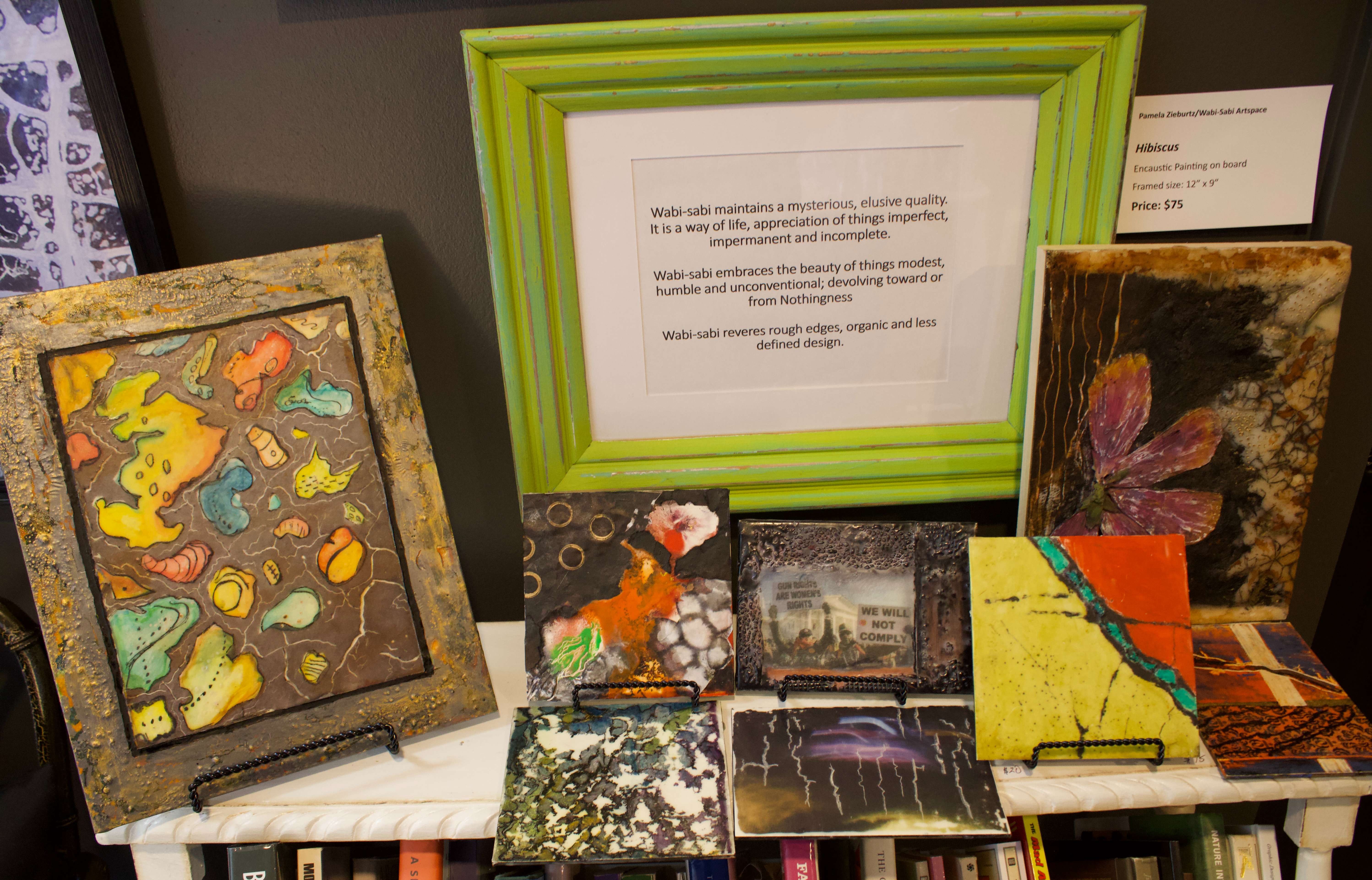 Artist Pamela Zieburtz displays work at the Wabi-Sabi Artspace on September 21, 2023. Photo by Emmie Boese.
