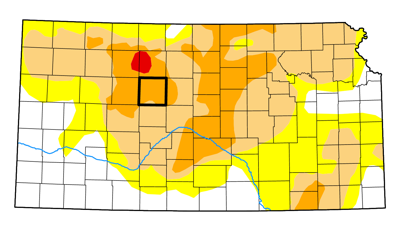 Kansas Drought Monitor map as of Thursday.
