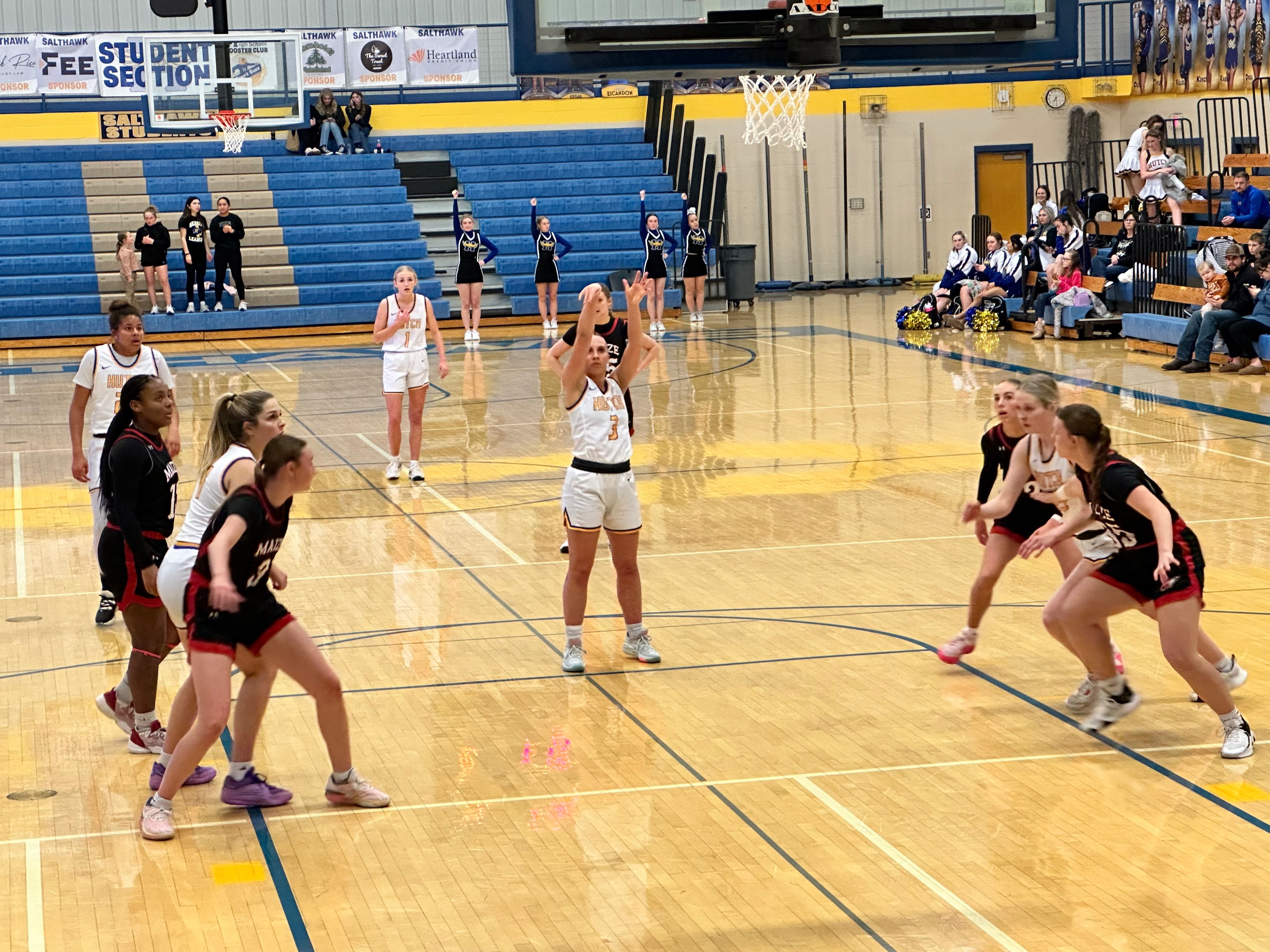 Grace Posch scores two of her 19 points from the charity stipe vs Maize on Thursday Night.