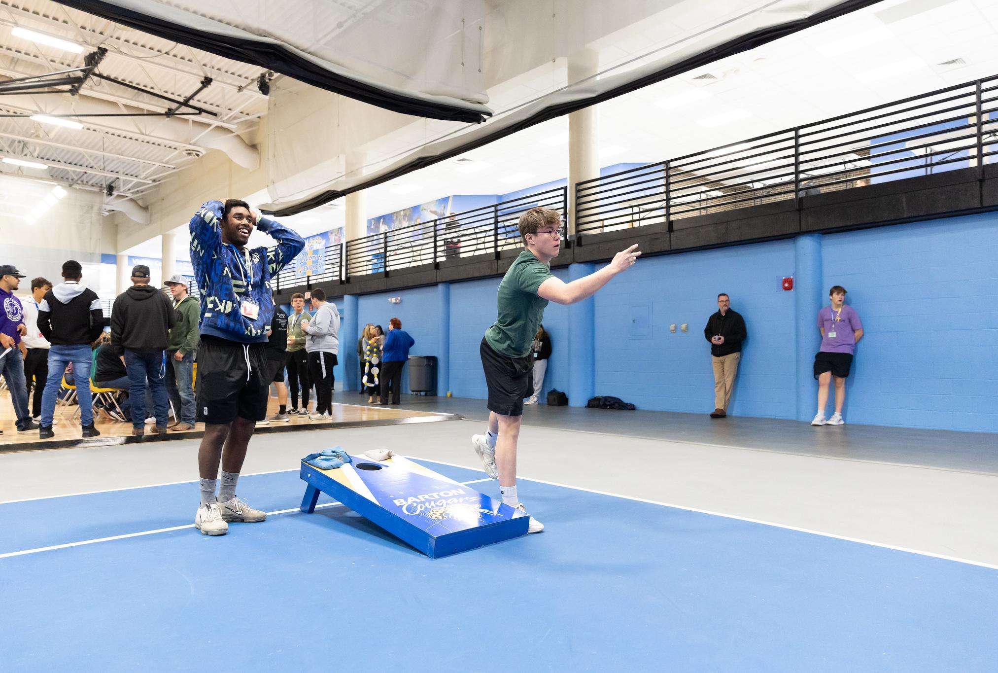 Students play a game in the Kirkman Activity Center during last year’s Senior Day event. Students can win free Barton items throughout the day, as well as win scholarships, raffle prizes and learn about various aspects of the college.
