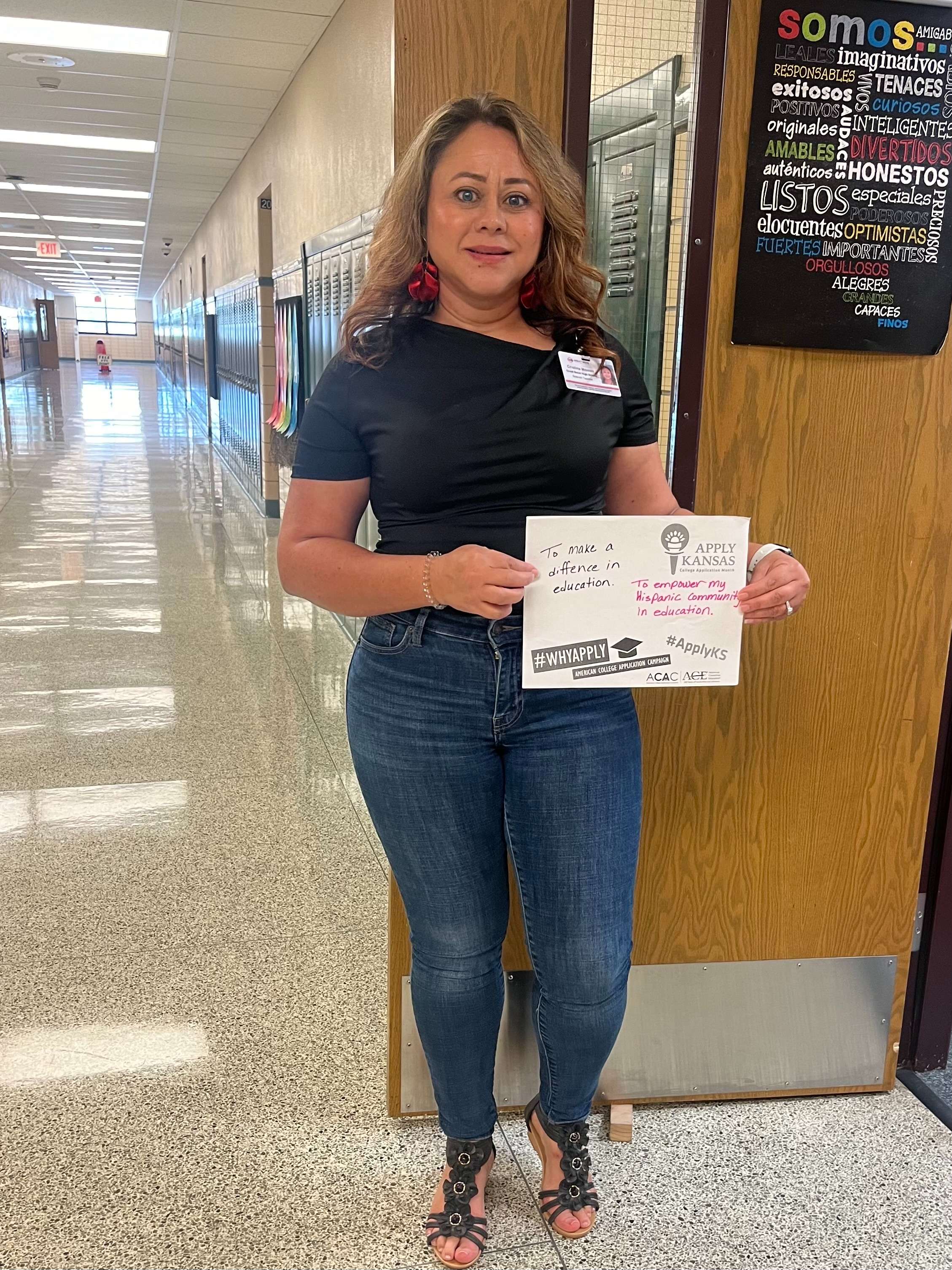 #WhyApply? “To make a difference in education.” GBHS Spanish Teacher Christina Ingram shares her motivation and selfie with GBHS students. She encourages seniors to take advantage of free application days by applying to college and/or technical school early.